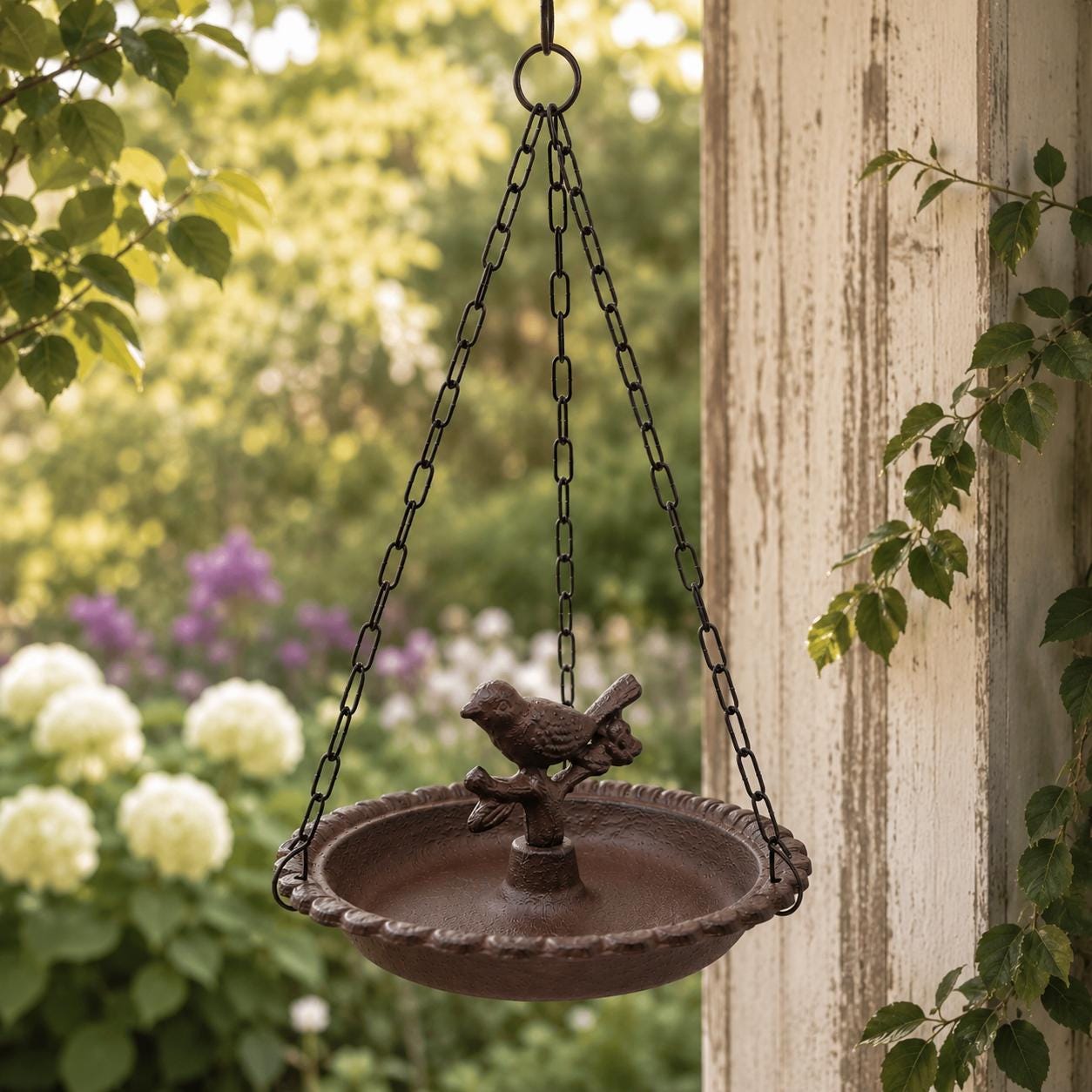 Cast Iron Hanging Bird Bath & Feeder