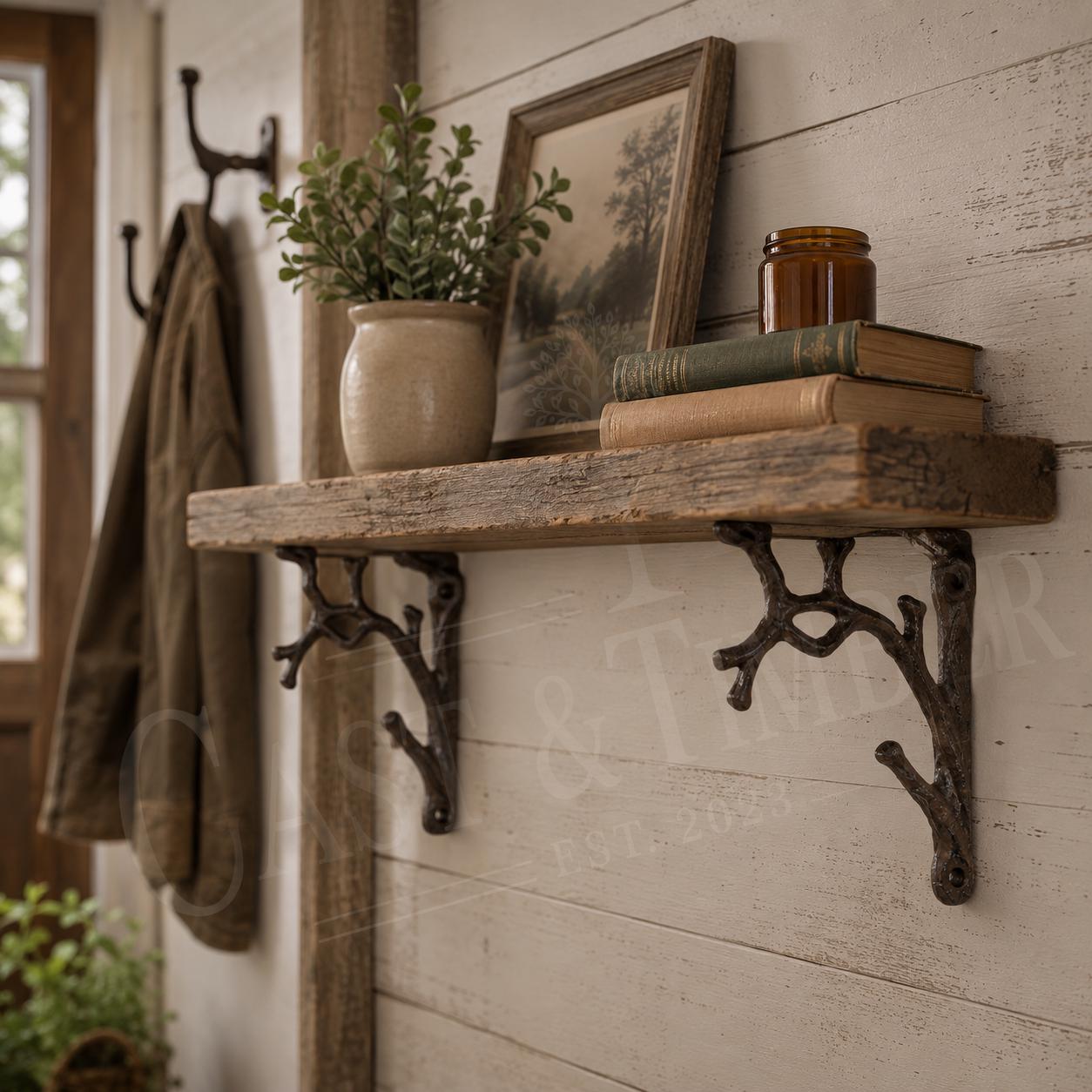 Tree Branch Cast Iron Shelf Brackets