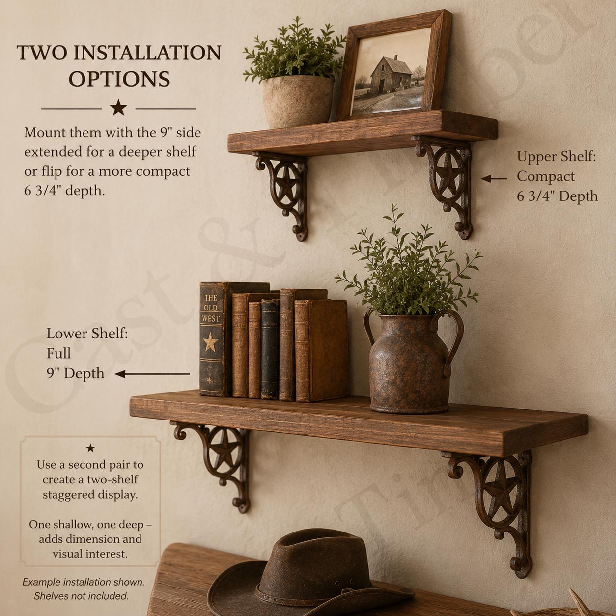 Western Star Cast Iron Shelf Brackets