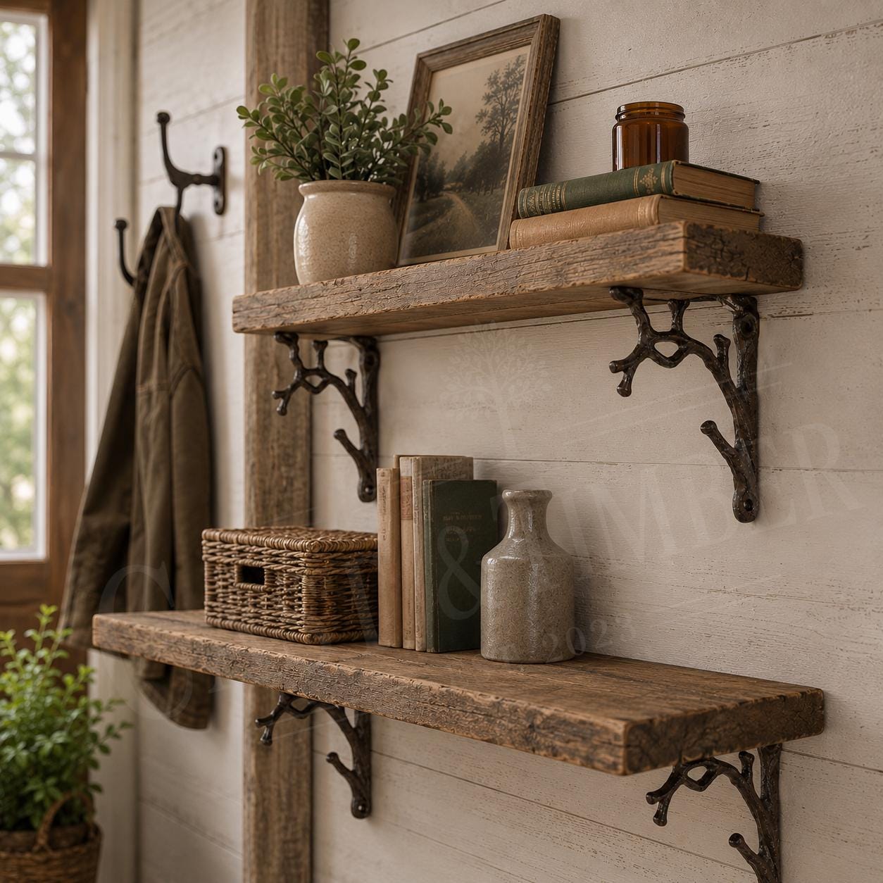 Tree Branch Cast Iron Shelf Brackets