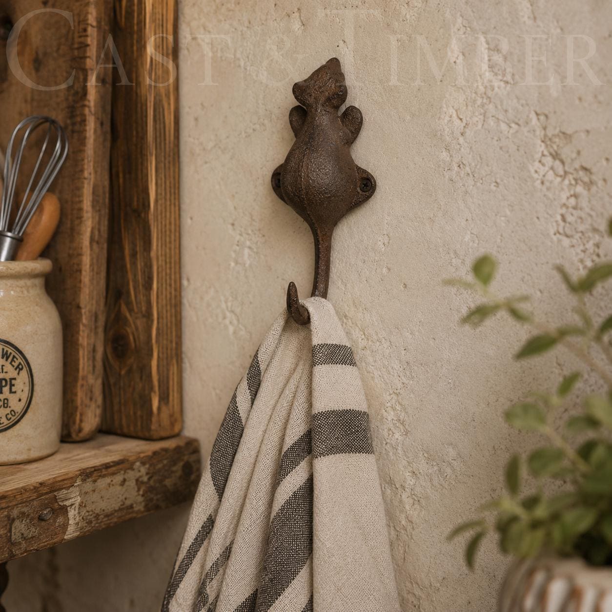 Cast Iron Mouse Tail Wall Hook