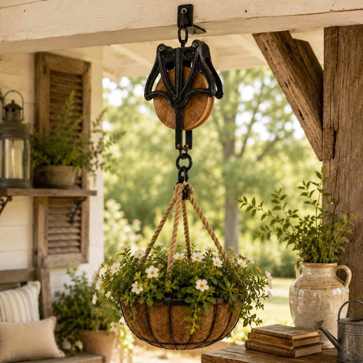 Cast Iron & Wood Barn Pulley Hanger