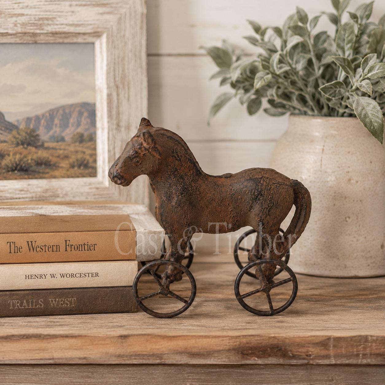Cast Iron Horse on Wheels Figurine