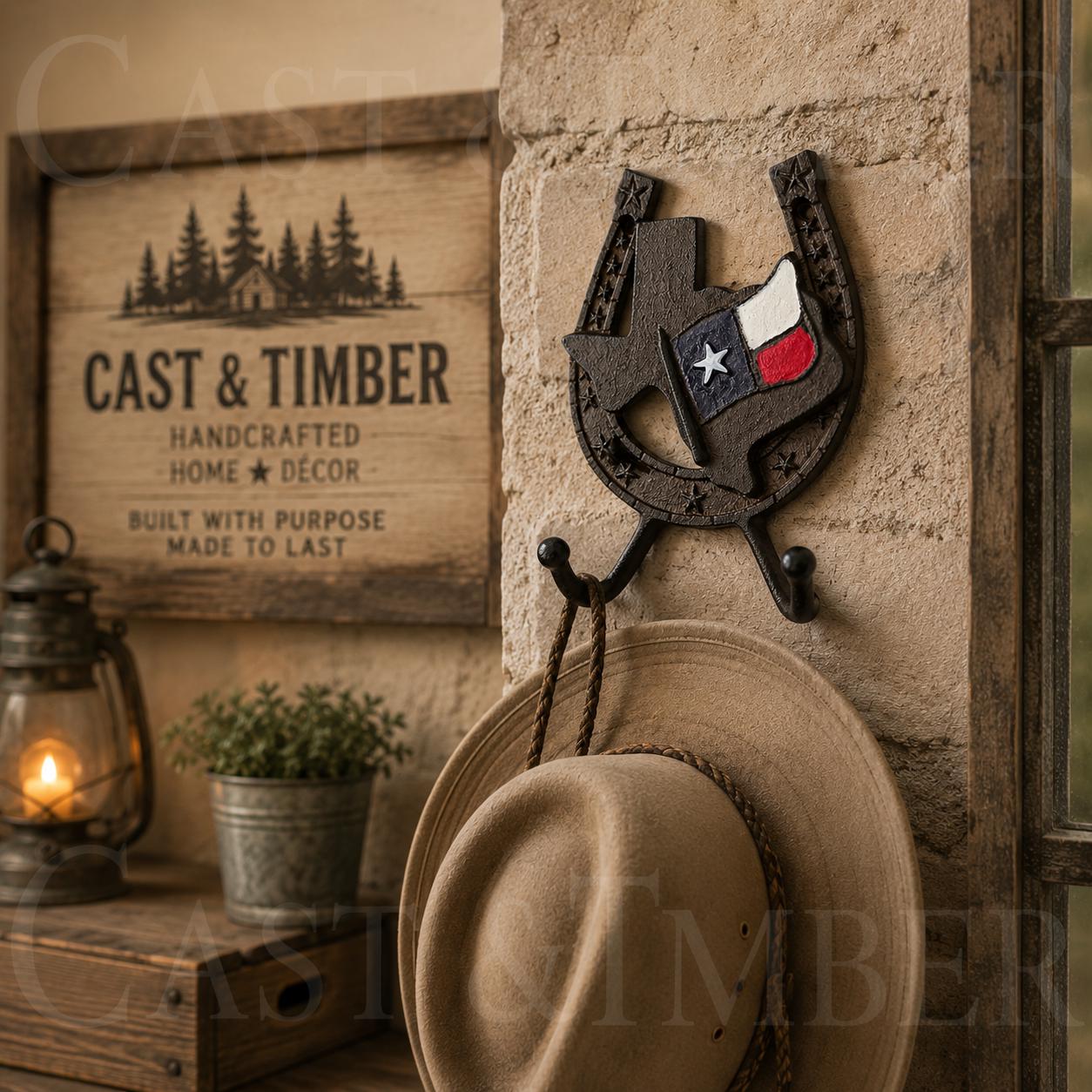 Texas Flag Horseshoe Cast Iron Wall Hook