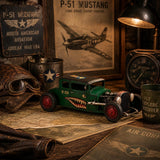 Distressed Green Tin Hot Rod Sculpture