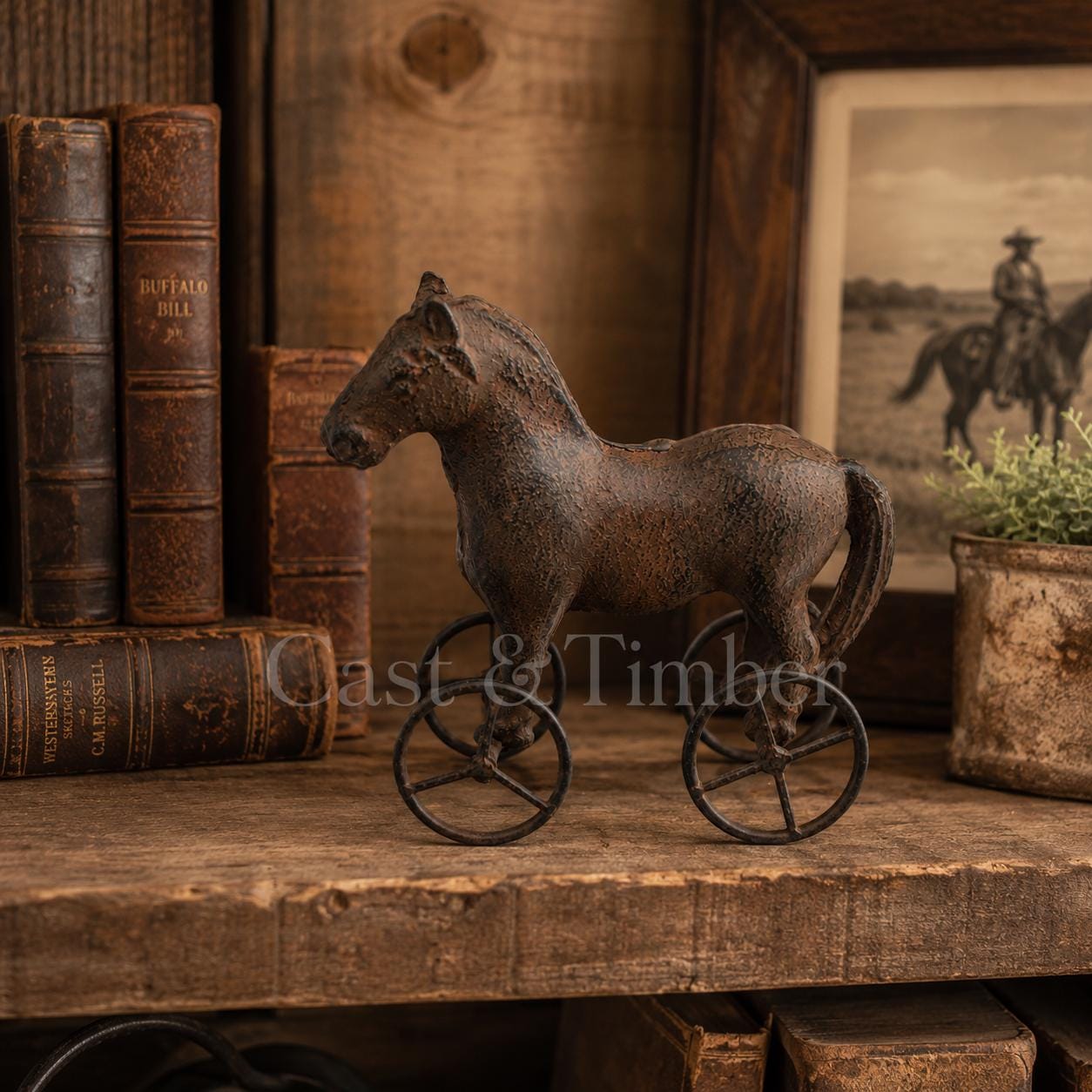 Cast Iron Horse on Wheels Figurine