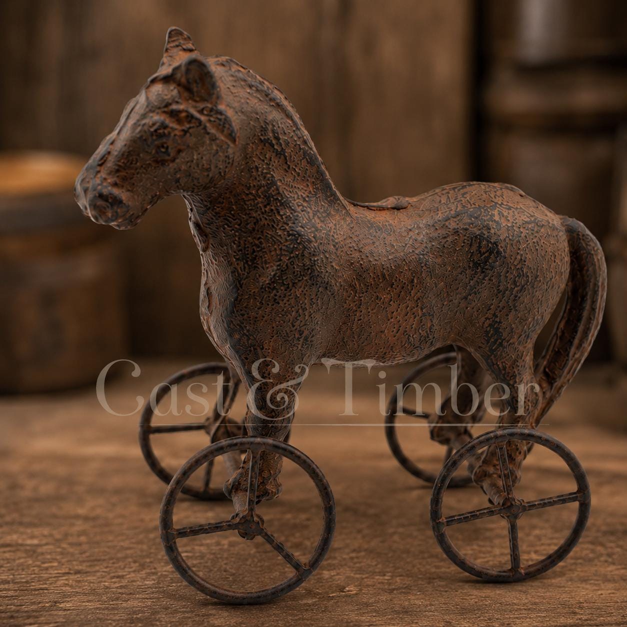 Cast Iron Horse on Wheels Figurine