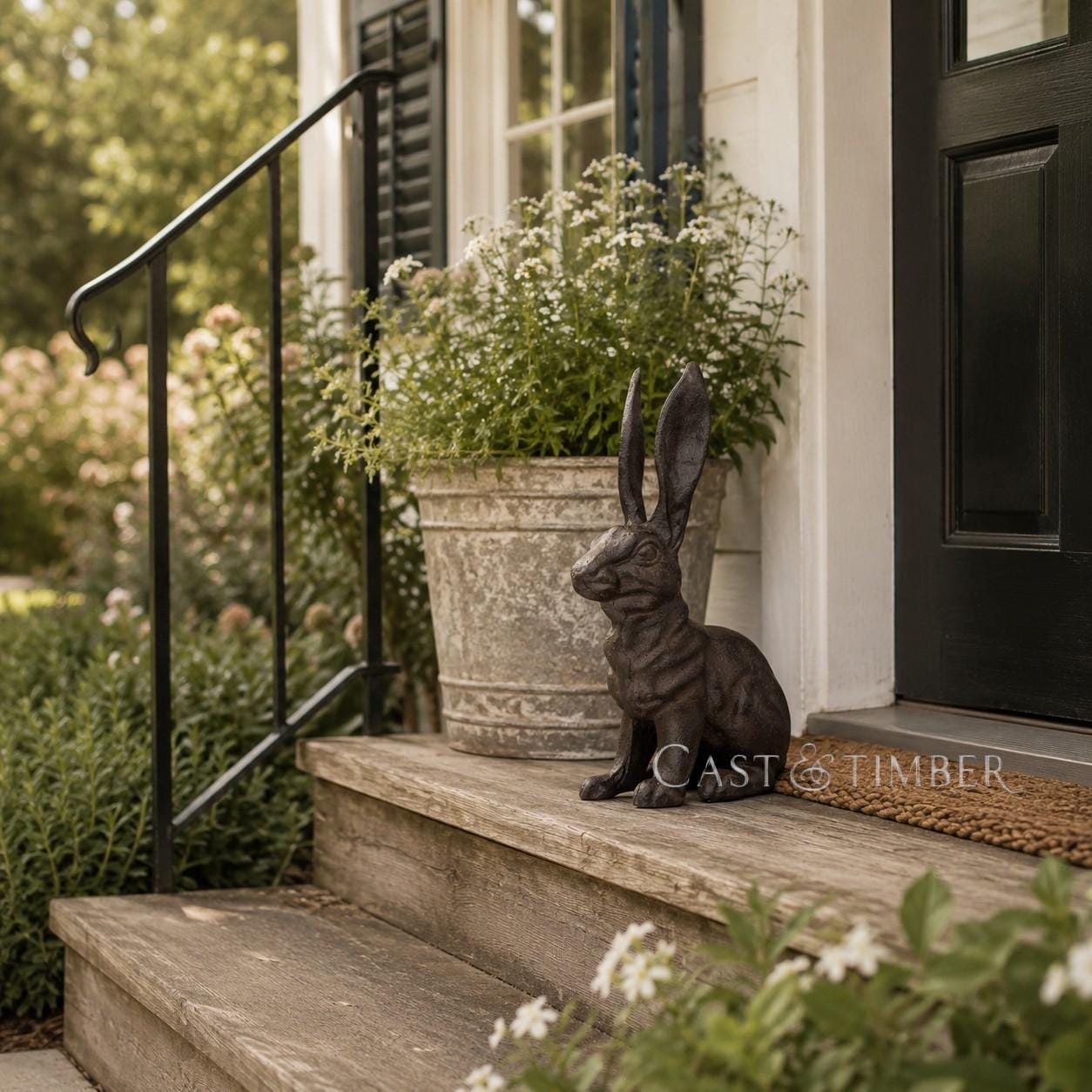 Belgian Hare Cast Iron Rabbit Statue