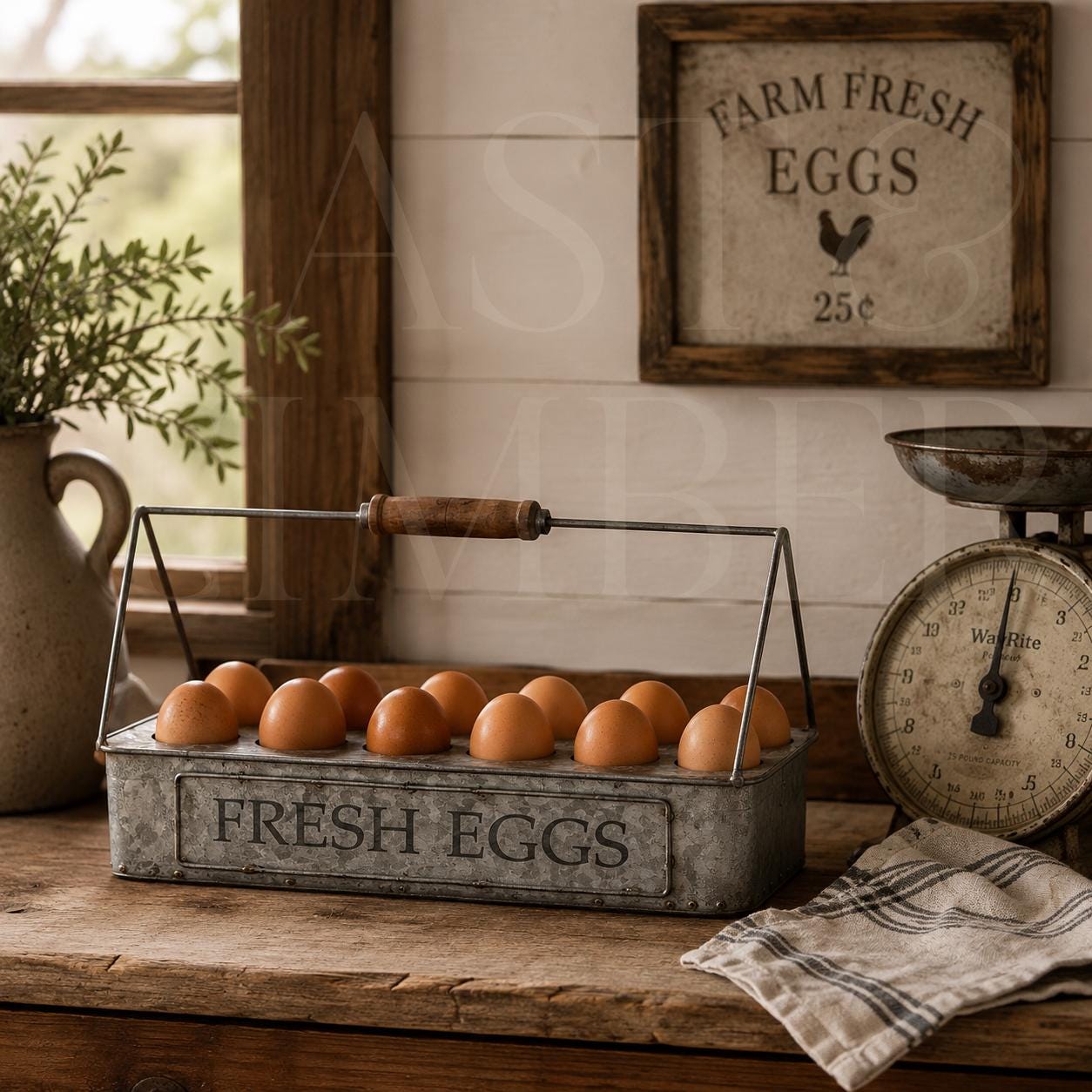 Galvanized Farmhouse Egg Caddy