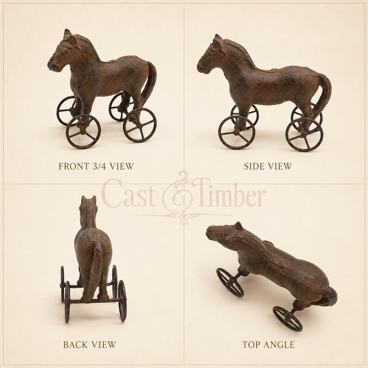 Cast Iron Horse on Wheels Figurine