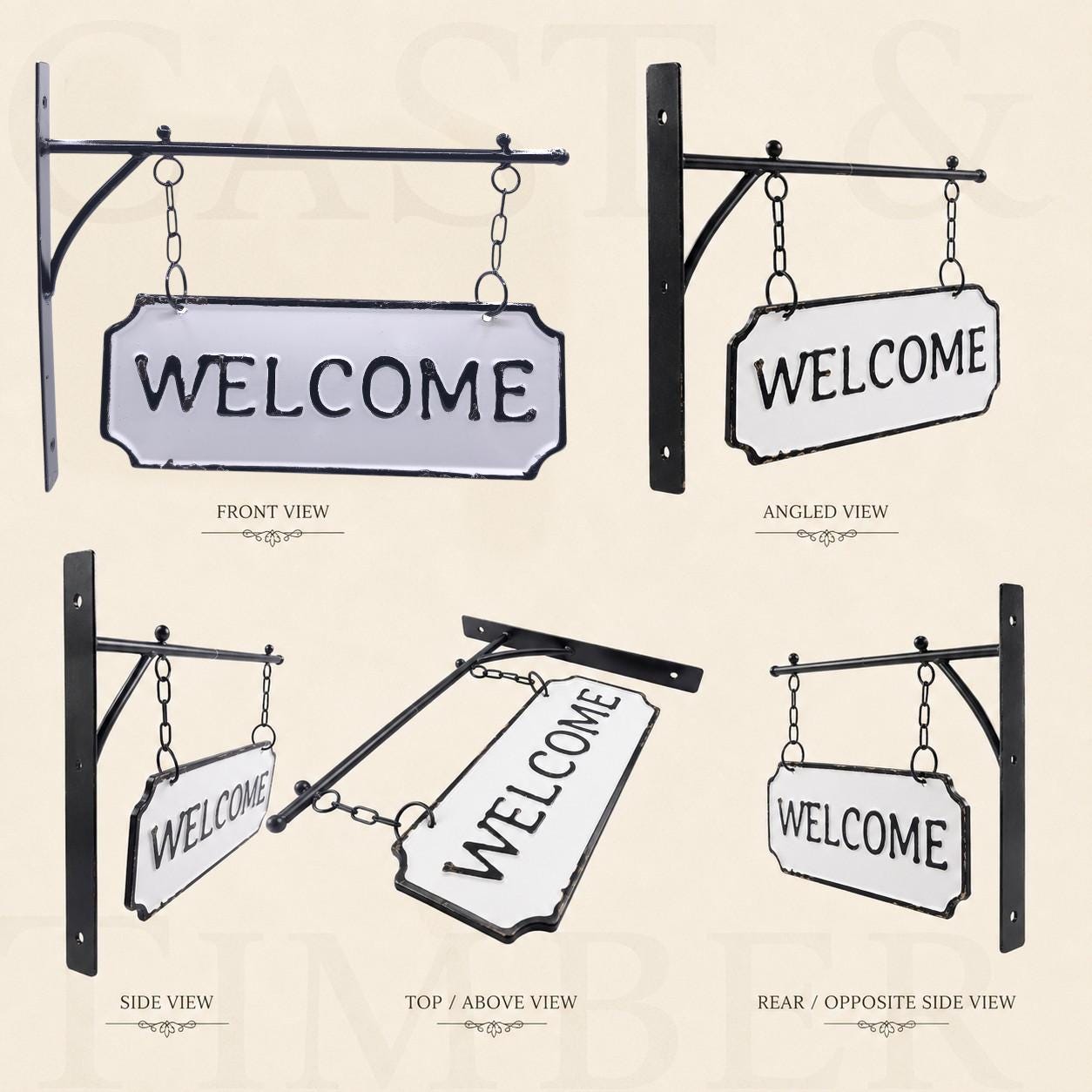 Double-Sided Farmhouse Welcome Sign