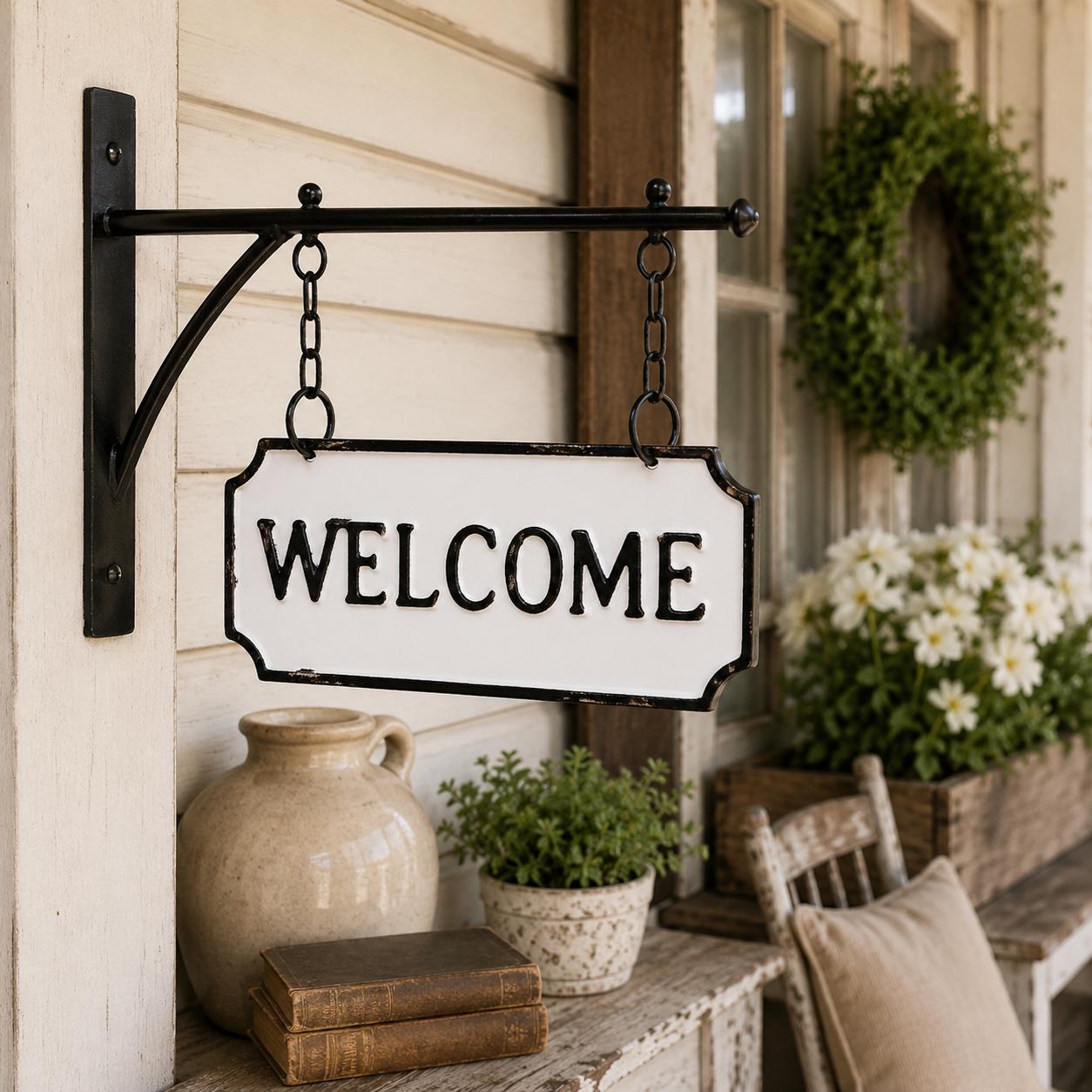 Double-Sided Farmhouse Welcome Sign