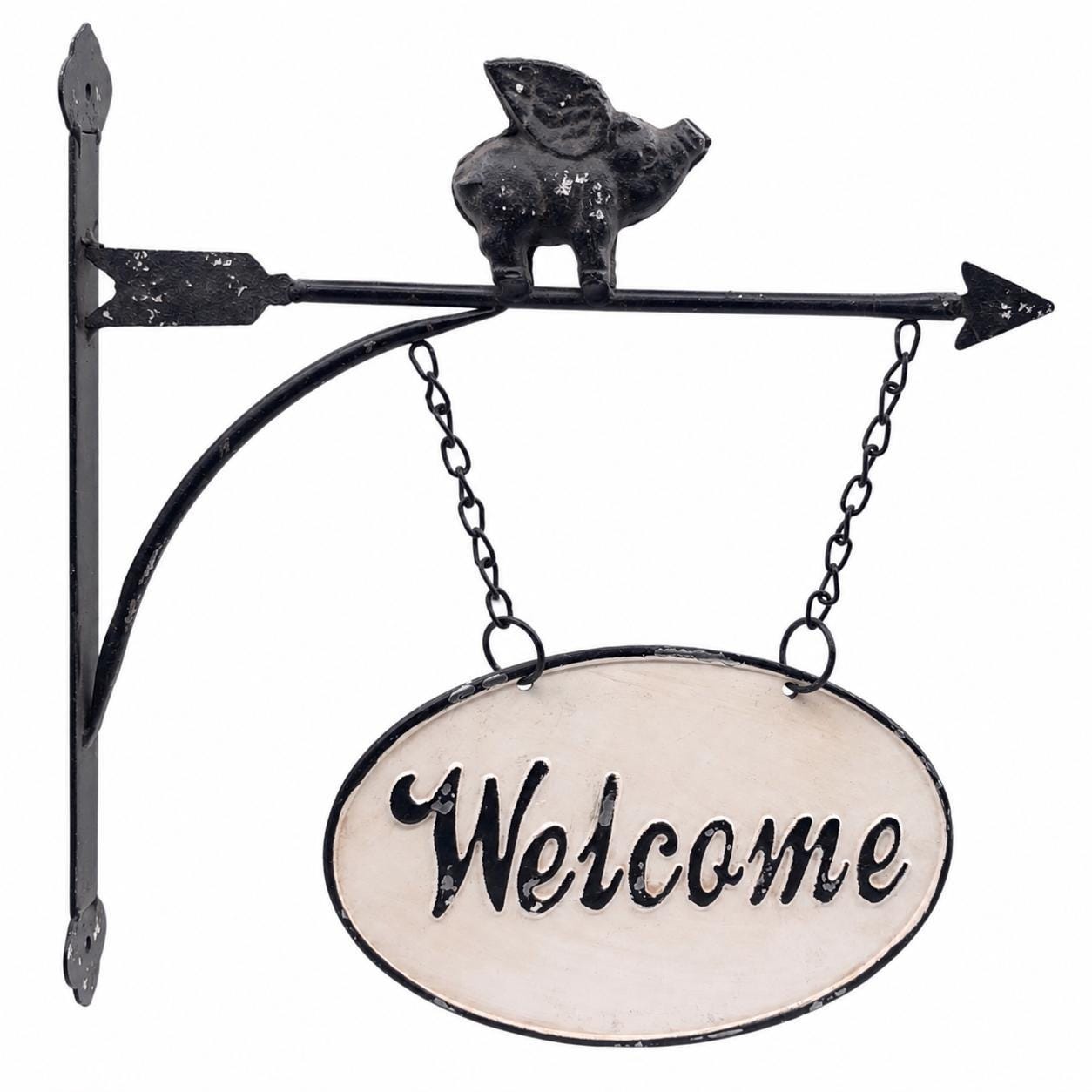 Flying Pig Double-Sided Welcome Sign