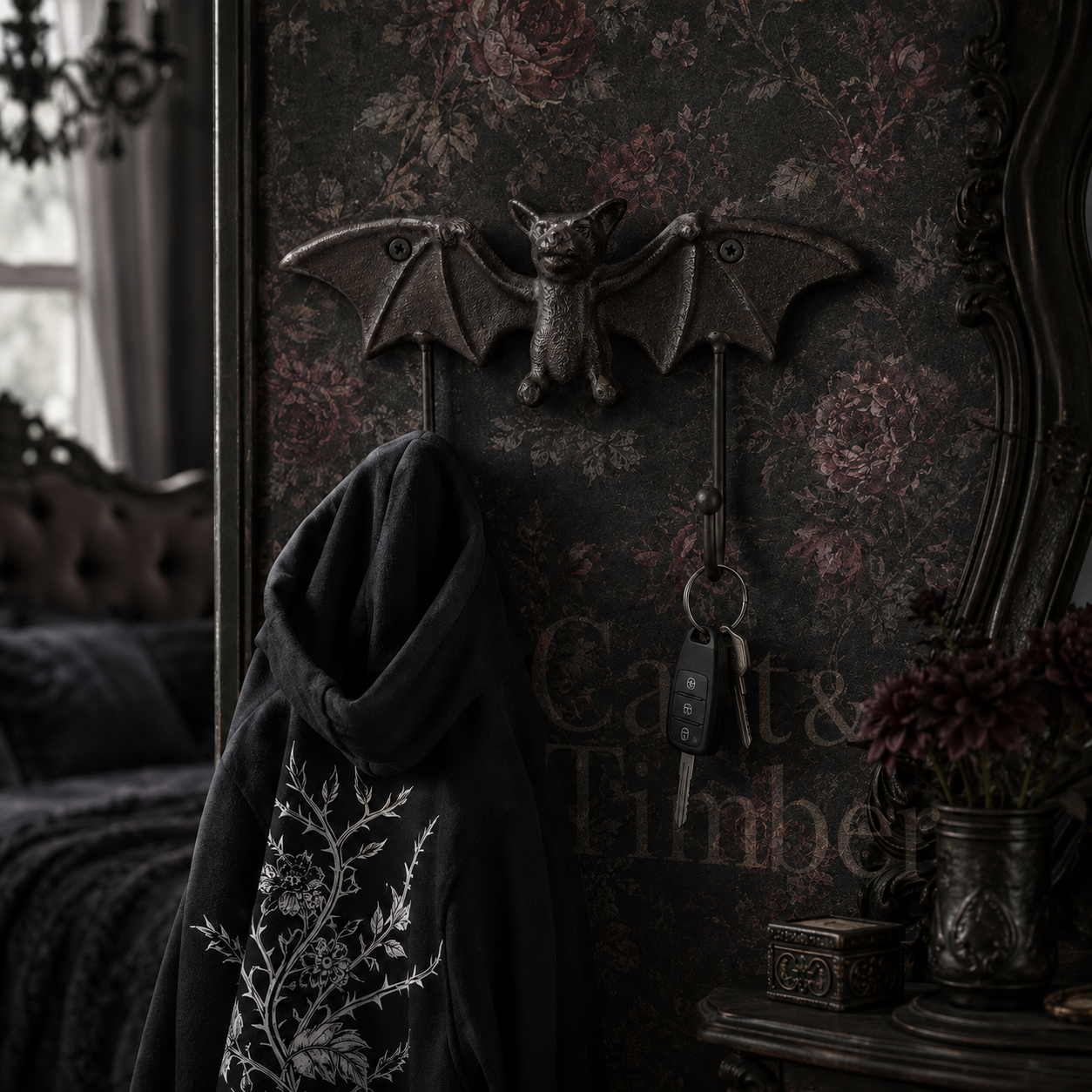 Cast Iron Bat Wall Rack With Two Hooks