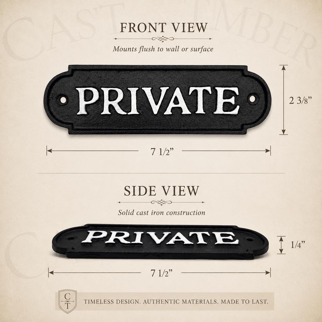 Cast Iron Private Door Sign
