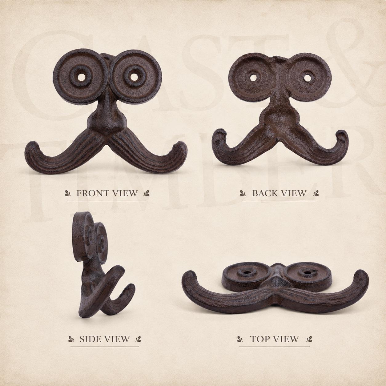 Cast Iron Mustache Double Wall Hook