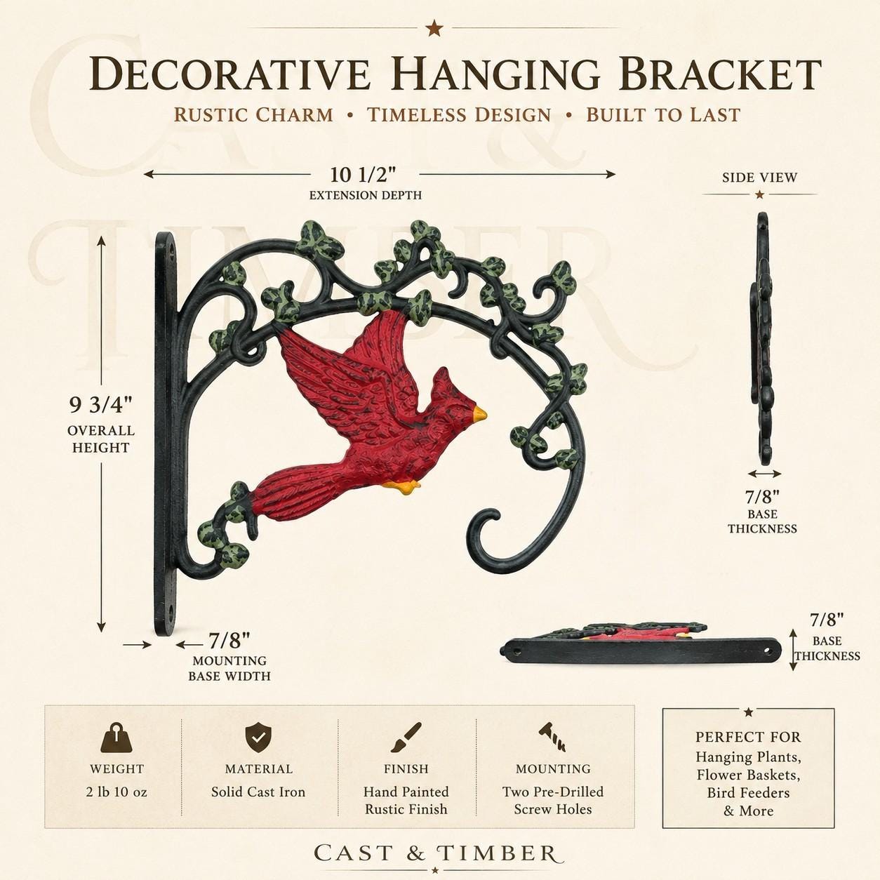 Cast Iron Cardinal Plant Hanger