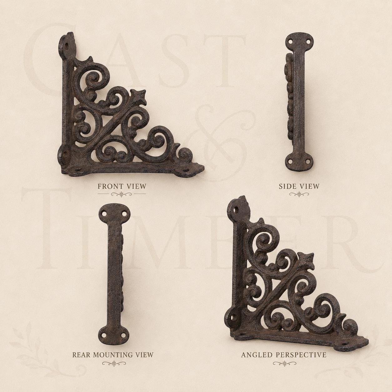 Small Scroll Cast Iron Shelf Brackets