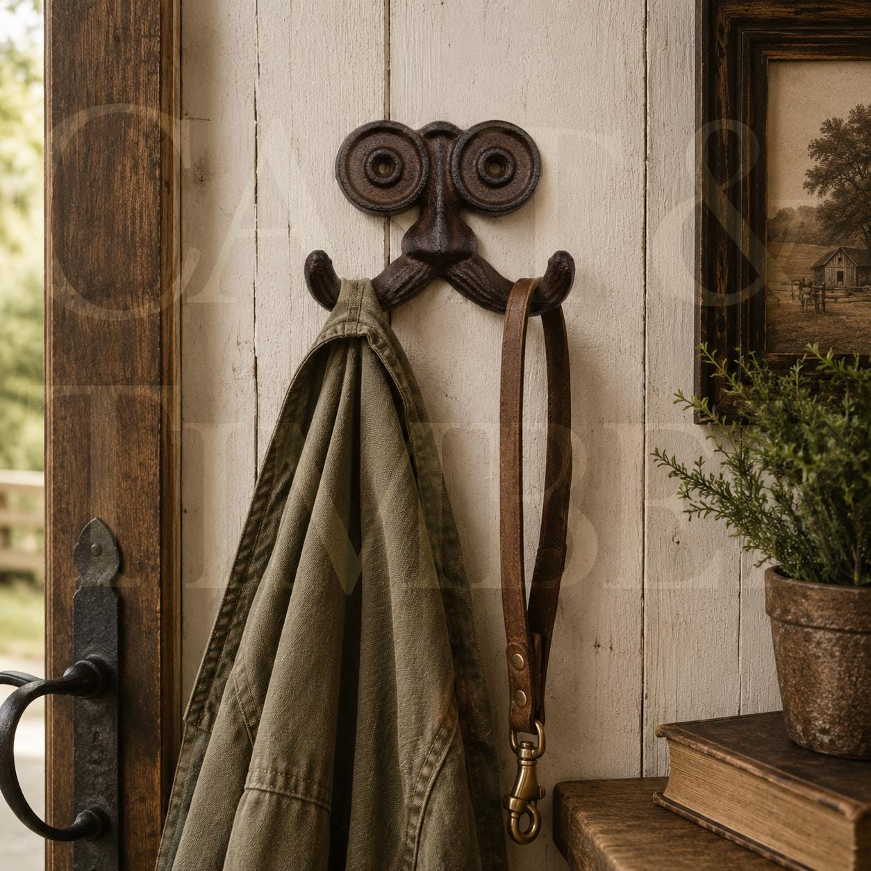 Cast Iron Mustache Double Wall Hook