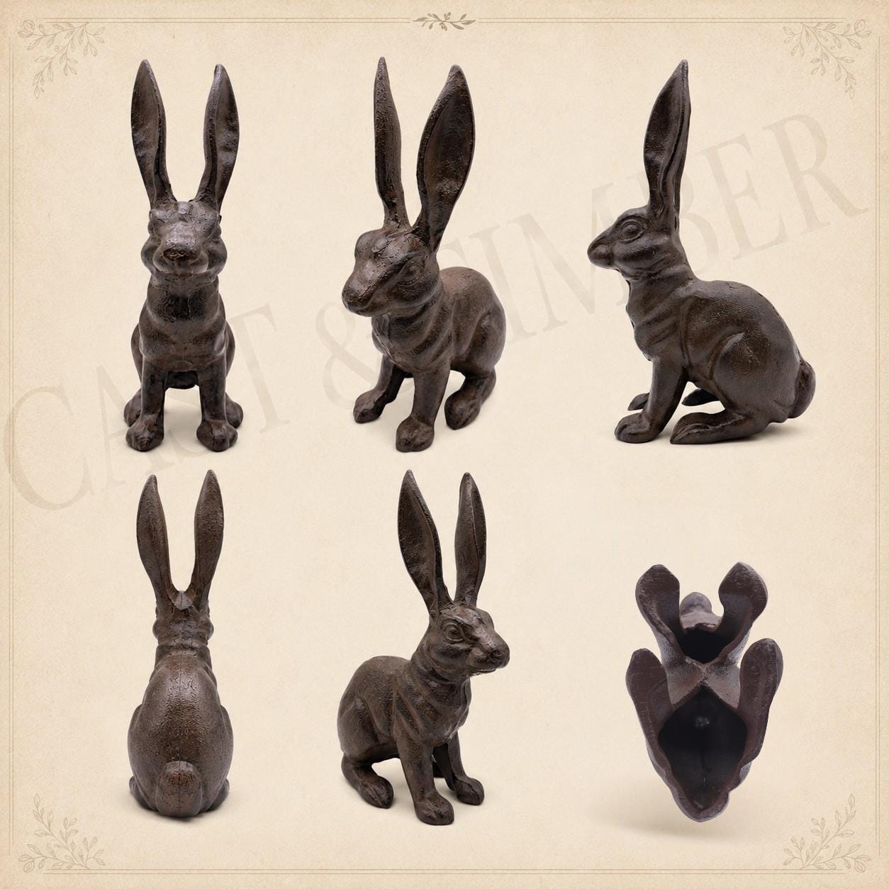 Belgian Hare Cast Iron Rabbit Statue