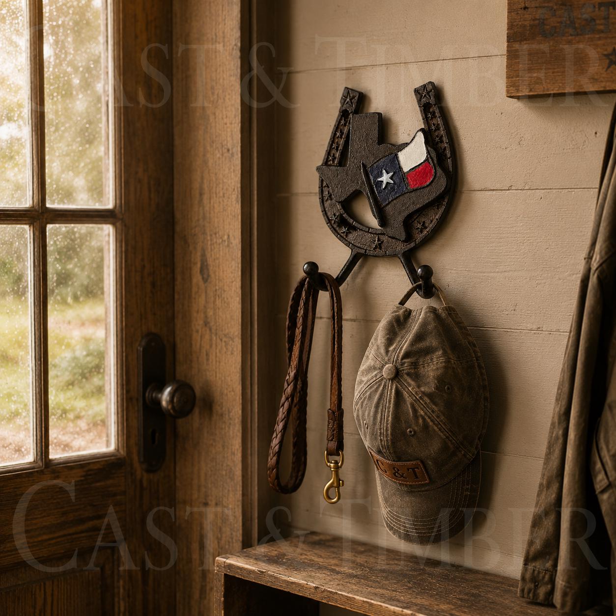 Texas Flag Horseshoe Cast Iron Wall Hook