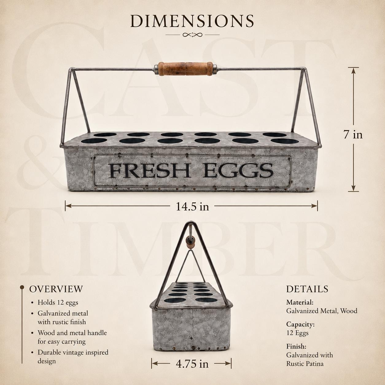 Galvanized Farmhouse Egg Caddy