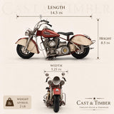 Distressed Red Tin Motorcycle Sculpture