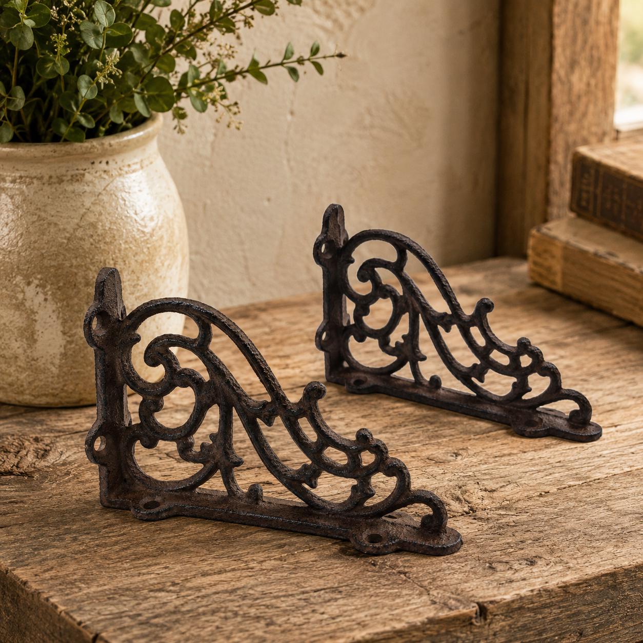 Victorian Scroll Cast Iron Shelf Brackets