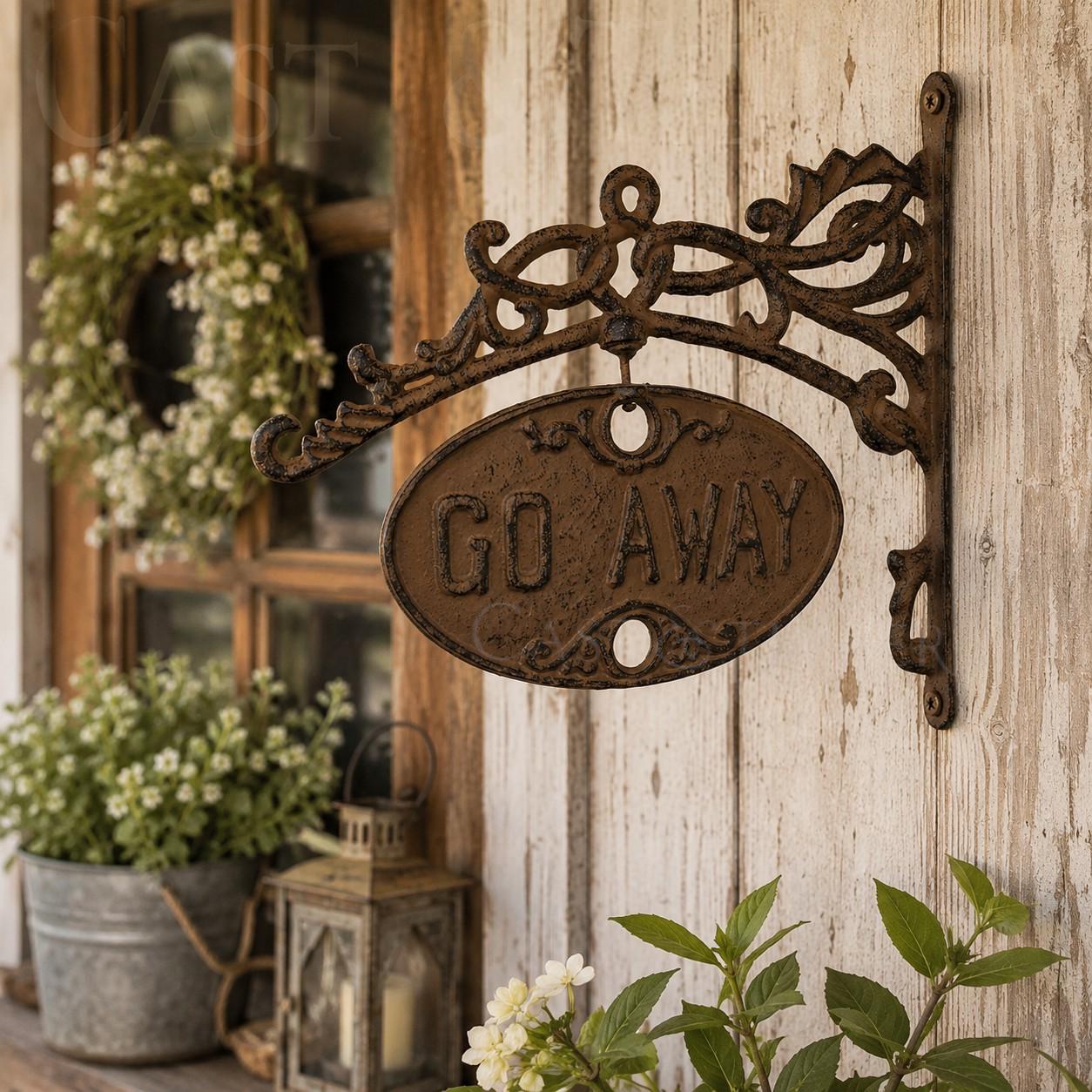 Rotating Welcome / Go Away Cast Iron Sign