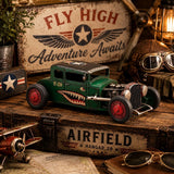 Distressed Green Tin Hot Rod Sculpture