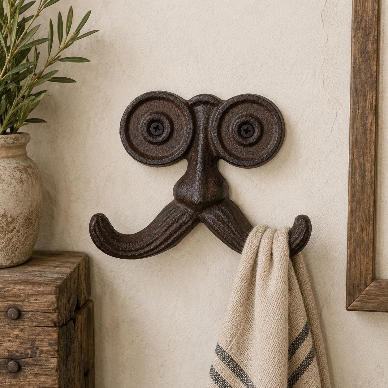 Cast Iron Mustache Double Wall Hook