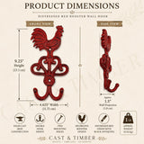 Cast Iron Rooster Double Wall Hook