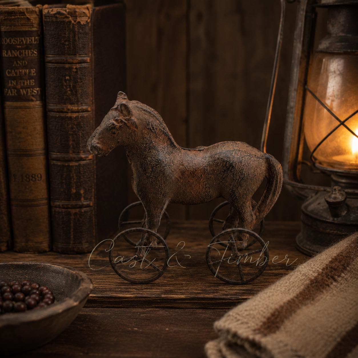 Cast Iron Horse on Wheels Figurine