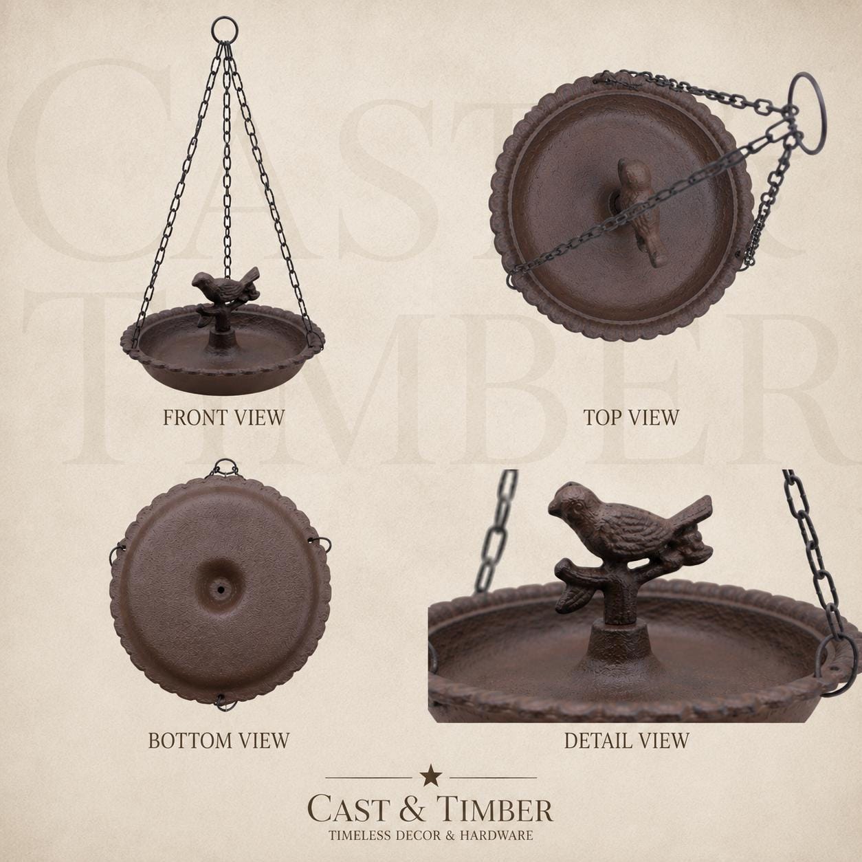 Cast Iron Hanging Bird Bath & Feeder