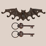 Gothic Cast Iron Bat Key Holder Rack with 8 Hooks