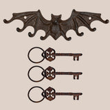 Gothic Cast Iron Bat Key Holder Rack with 8 Hooks