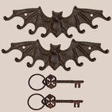 Gothic Cast Iron Bat Key Holder Rack with 8 Hooks