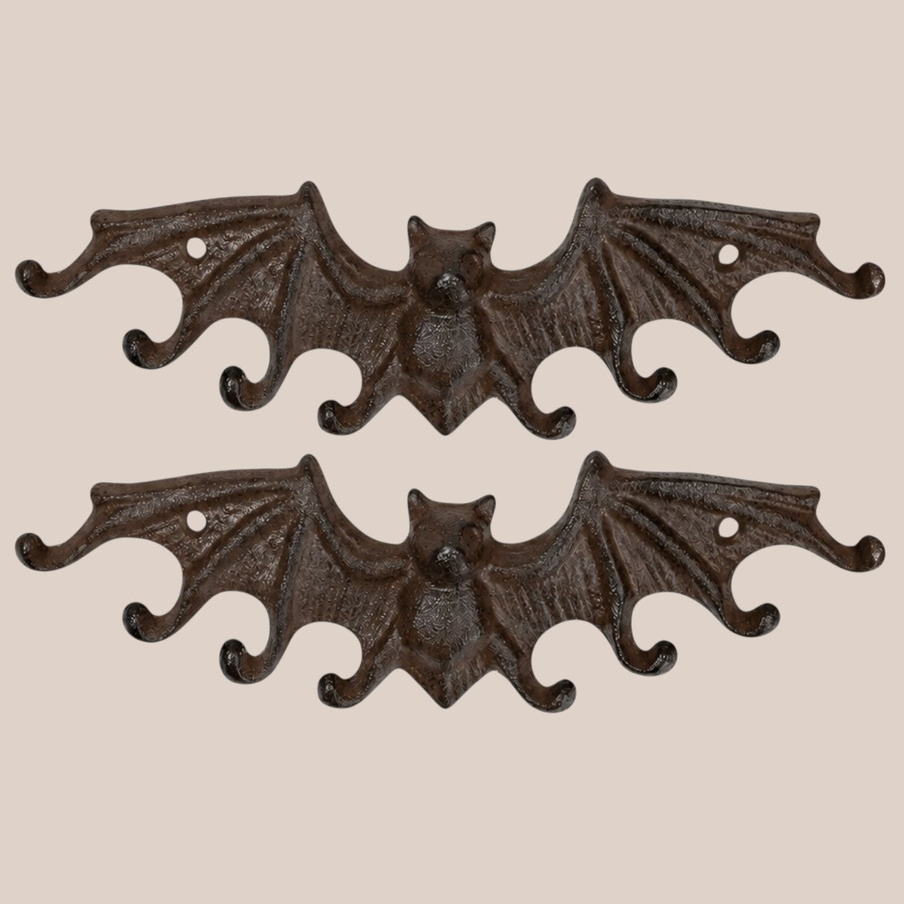 Gothic Cast Iron Bat Key Holder Rack with 8 Hooks