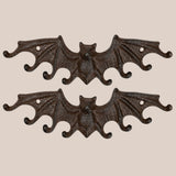 Gothic Cast Iron Bat Key Holder Rack with 8 Hooks