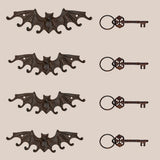 Gothic Cast Iron Bat Key Holder Rack with 8 Hooks