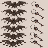 Gothic Cast Iron Bat Key Holder Rack with 8 Hooks