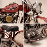 Distressed Red Tin Motorcycle Sculpture