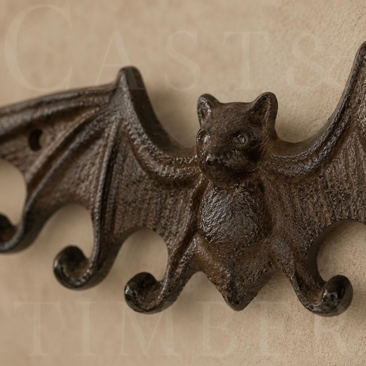 Gothic Cast Iron Bat Key Holder Rack with 8 Hooks