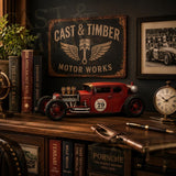 Distressed Red Tin Hot Rod Sculpture