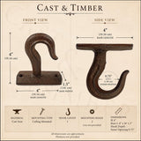 Rustic Cast Iron Ceiling Hook