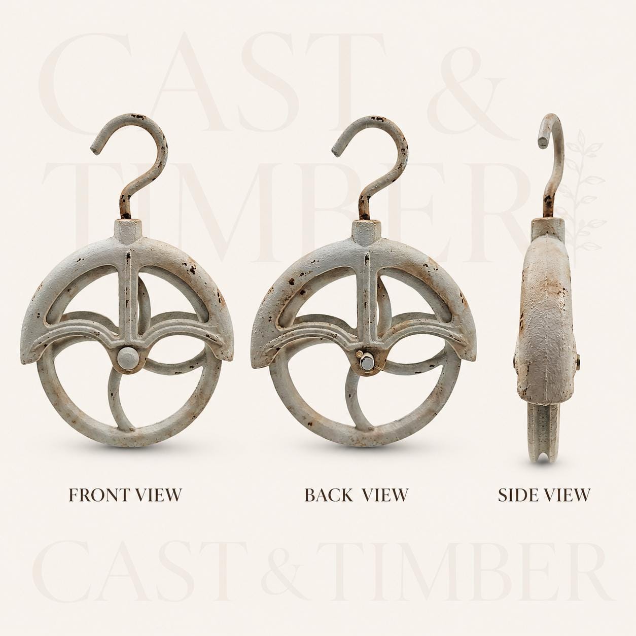 Antique White Cast Iron Barn Pulley