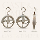Antique White Cast Iron Barn Pulley