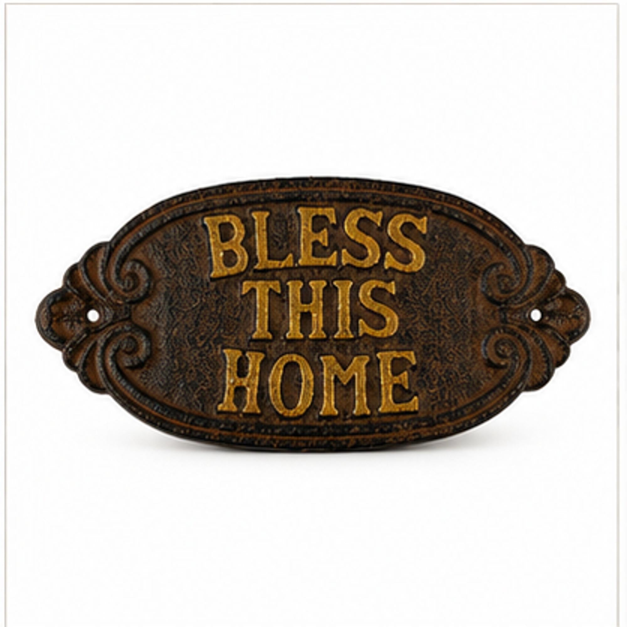 Bless This Home Cast Iron Wall Plaque