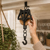 Cast Iron & Wood Barn Pulley Hanger