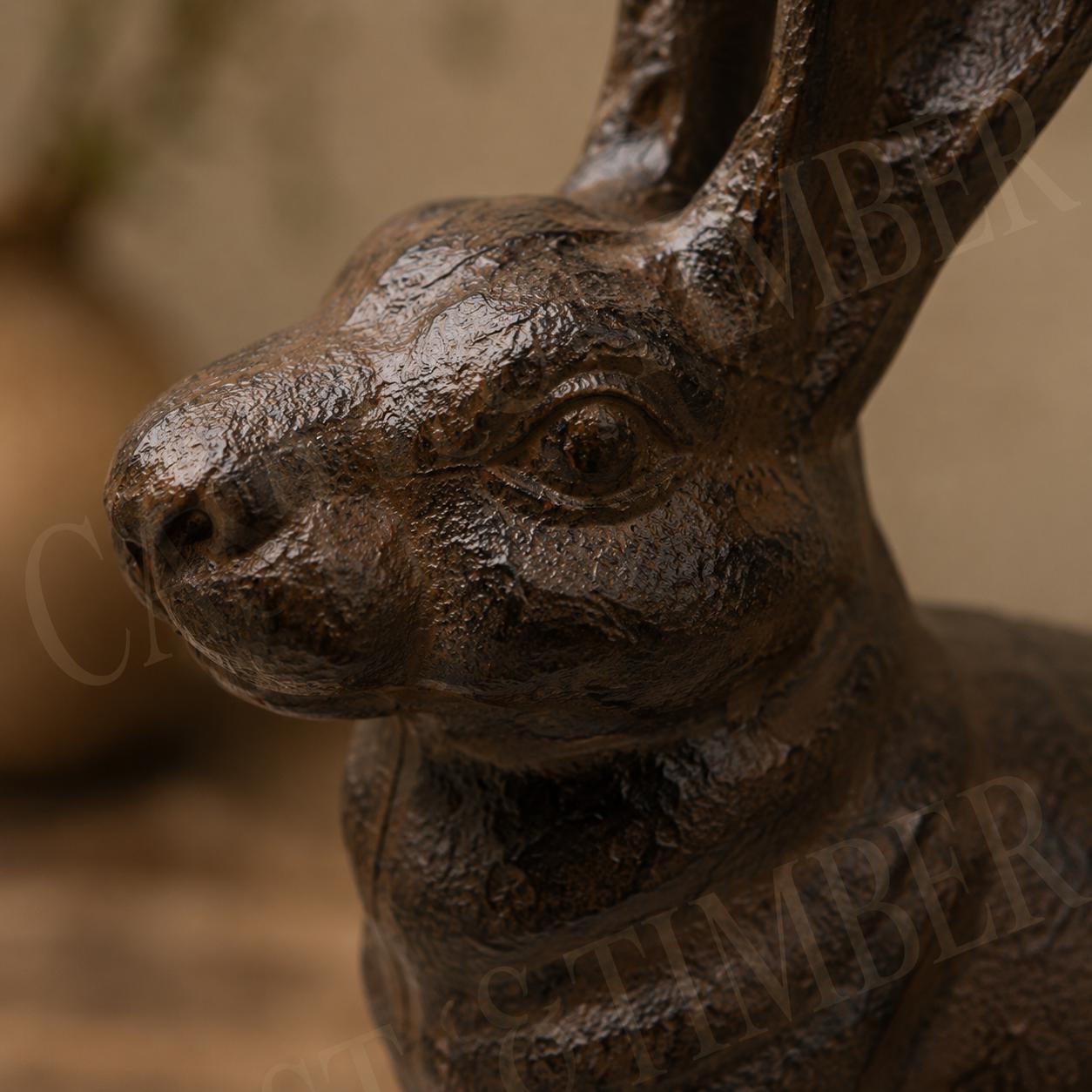 Belgian Hare Cast Iron Rabbit Statue